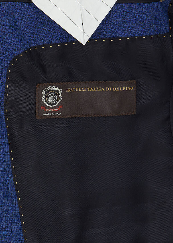 Navy Blue Checkered Regular Fit 100% Wool Suit - 4