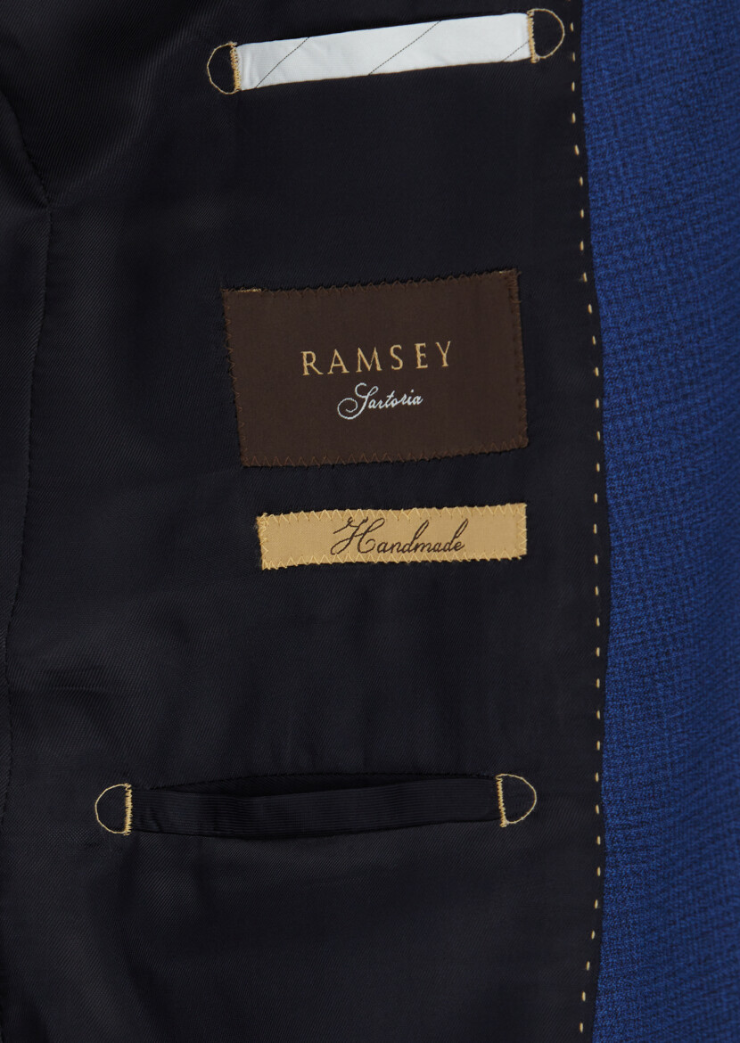 Navy Blue Checkered Regular Fit 100% Wool Suit - 5