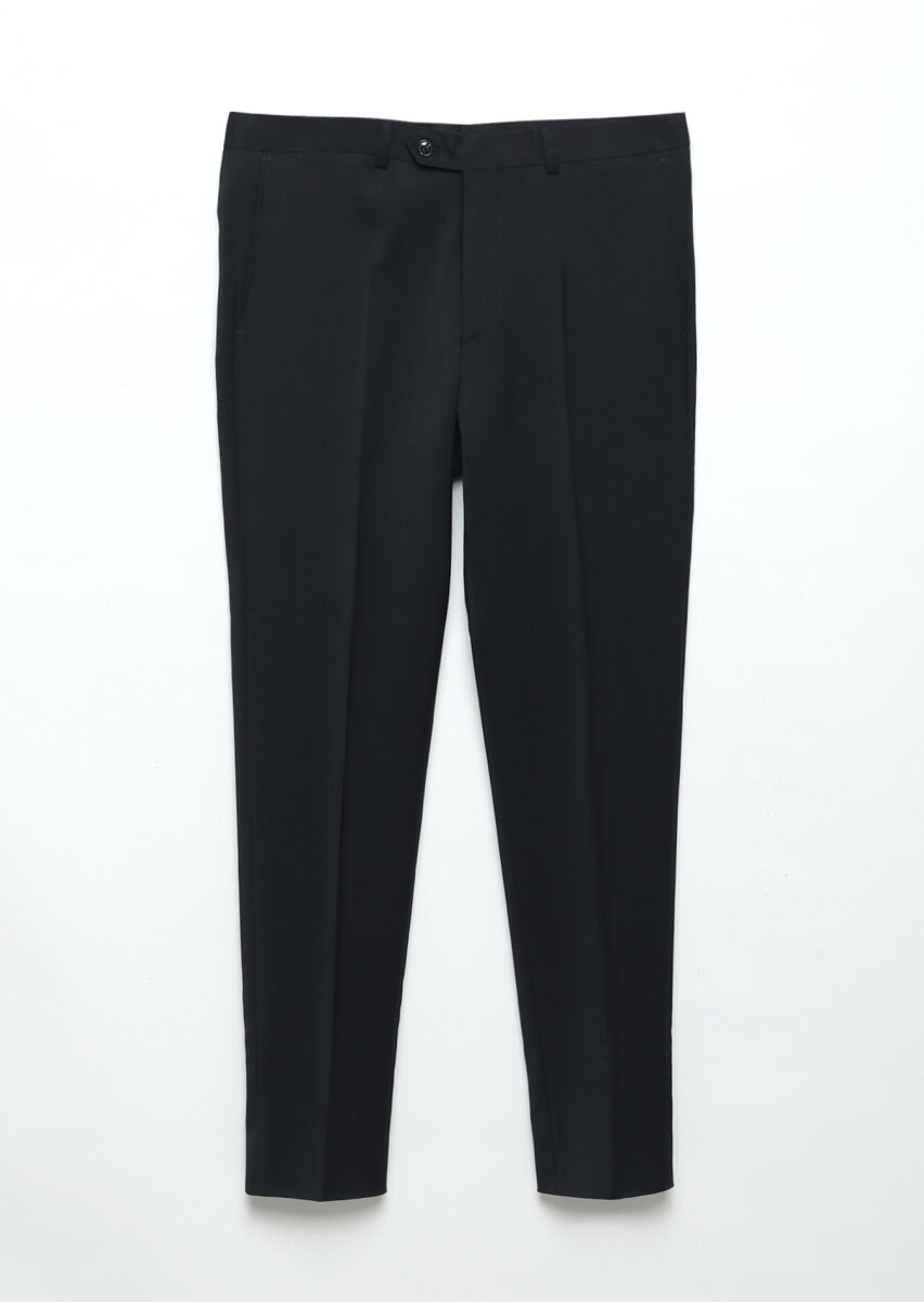 Navy Blue Classical 100% Wool Trousers - 4