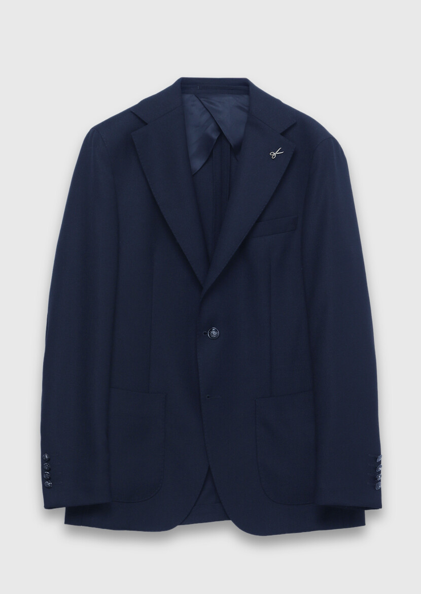 Navy Blue Comfort Fit 100% Wool Jacket - 6