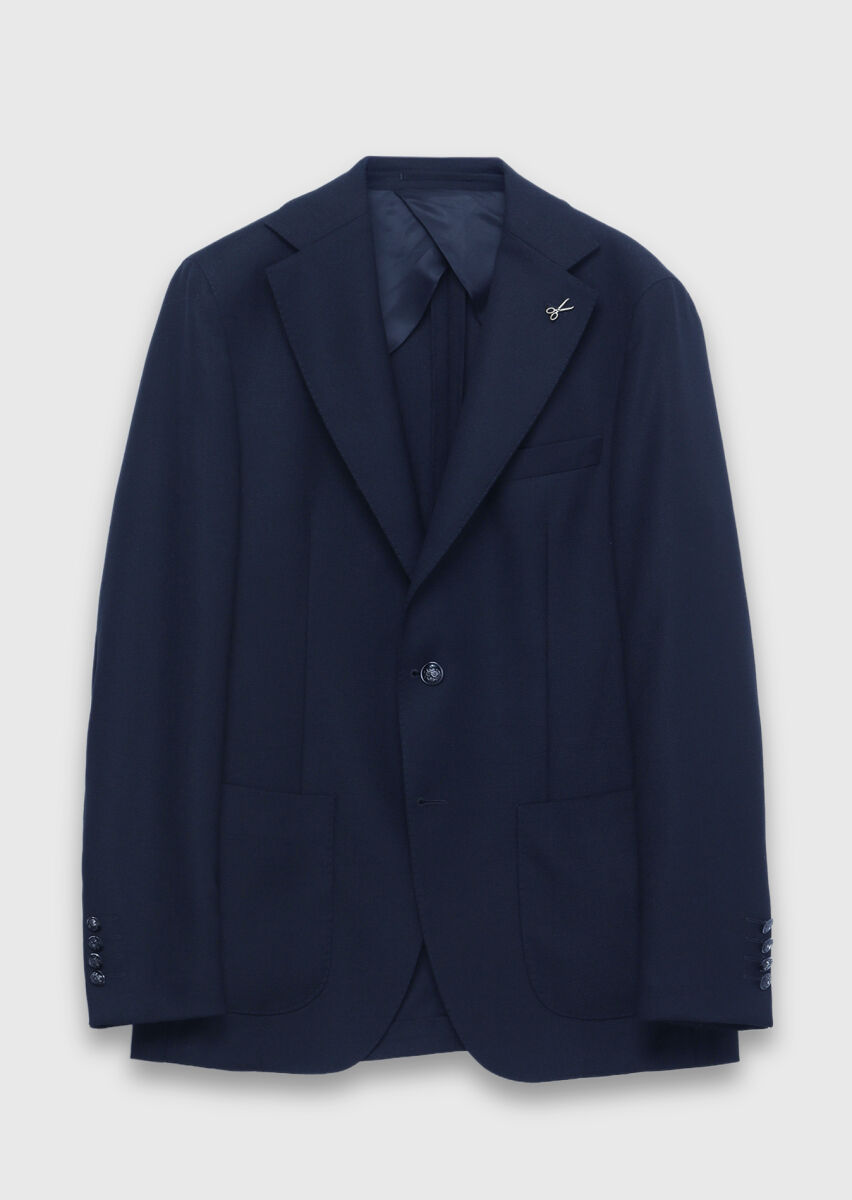 Navy Blue Comfort Fit 100% Wool Jacket - 6