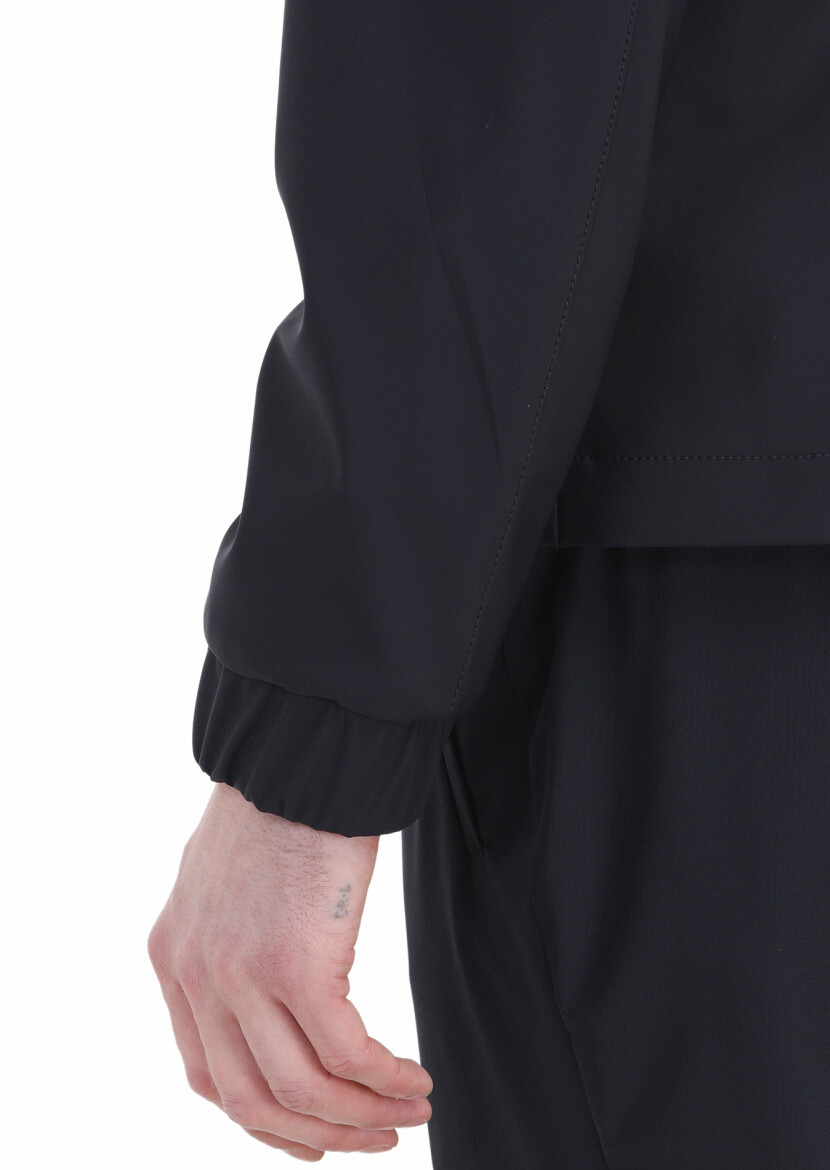 Navy Blue Comfort Fit Hooded Sport Weaving Coat - 6