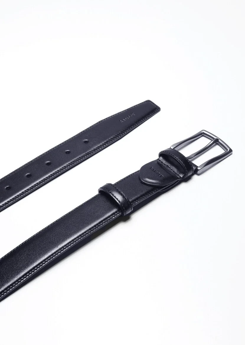 Navy Blue Cow Leather Belt - 1