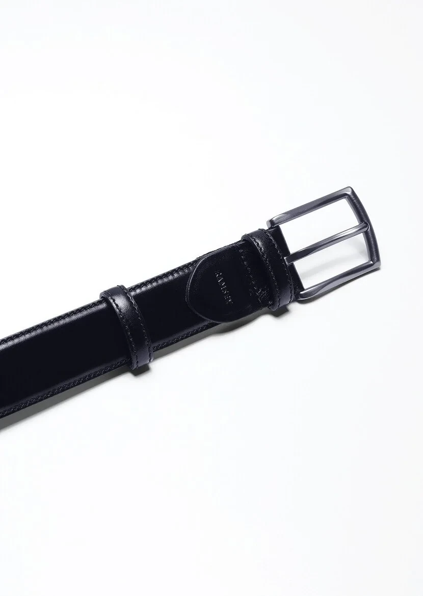 Navy Blue Cow Leather Belt 