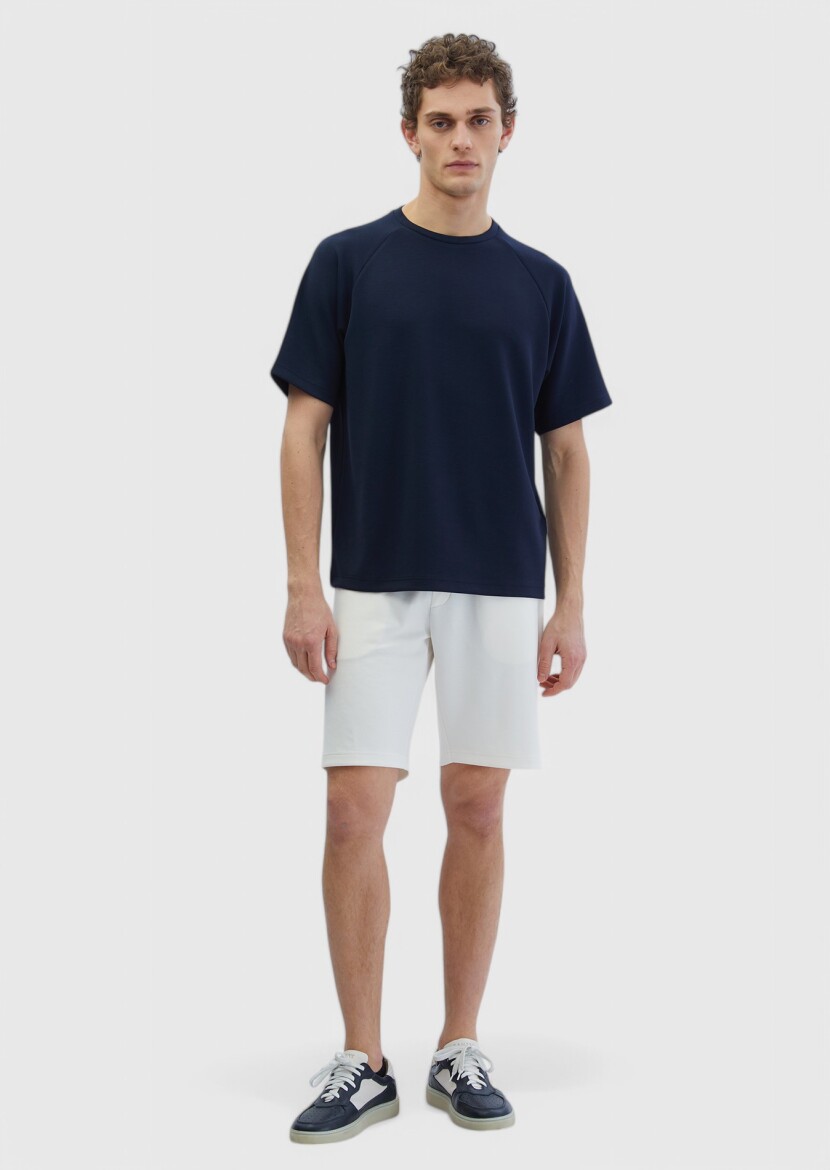 Navy Blue Crew Neck Plain Sweatshirt - RAMSEY