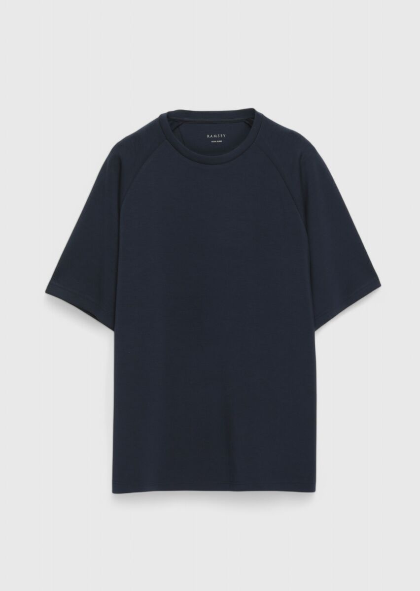 Navy Blue Crew Neck Plain Sweatshirt - 5
