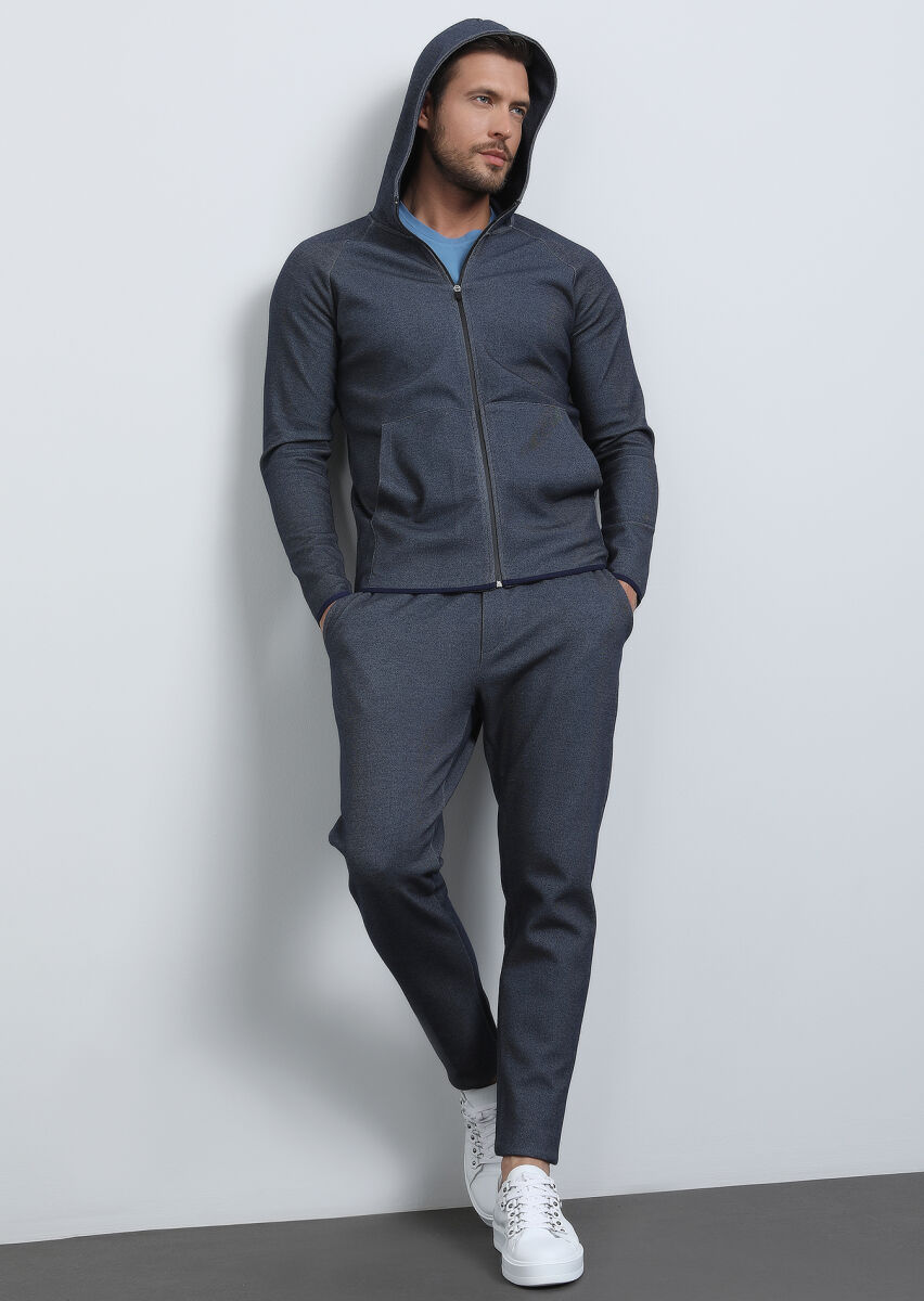 Navy Blue Hooded Sweatshirt - 4