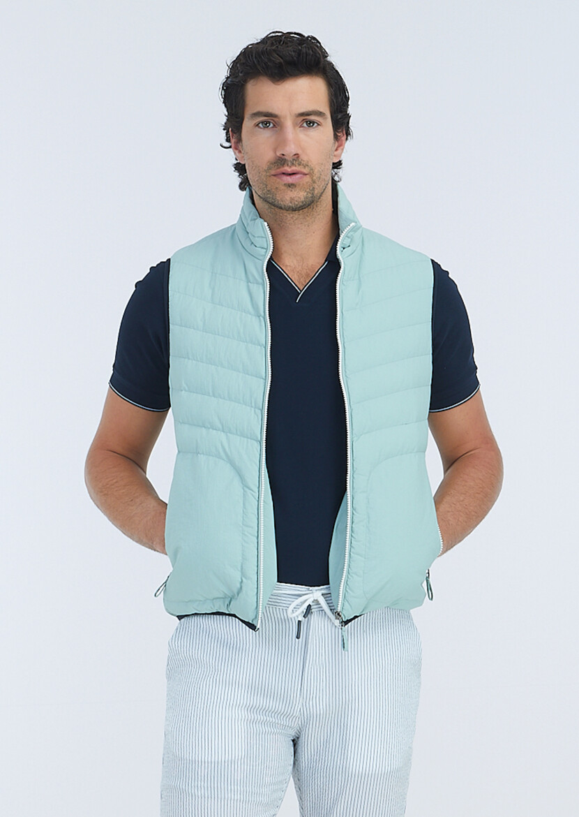 Navy Blue Jacquard Polo Neck 100% Cotton T-Shirt - 3