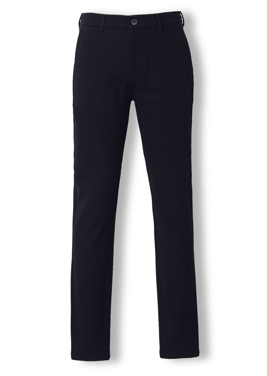 Navy Blue Knitting Jogging Fit Casual Trousers - 5