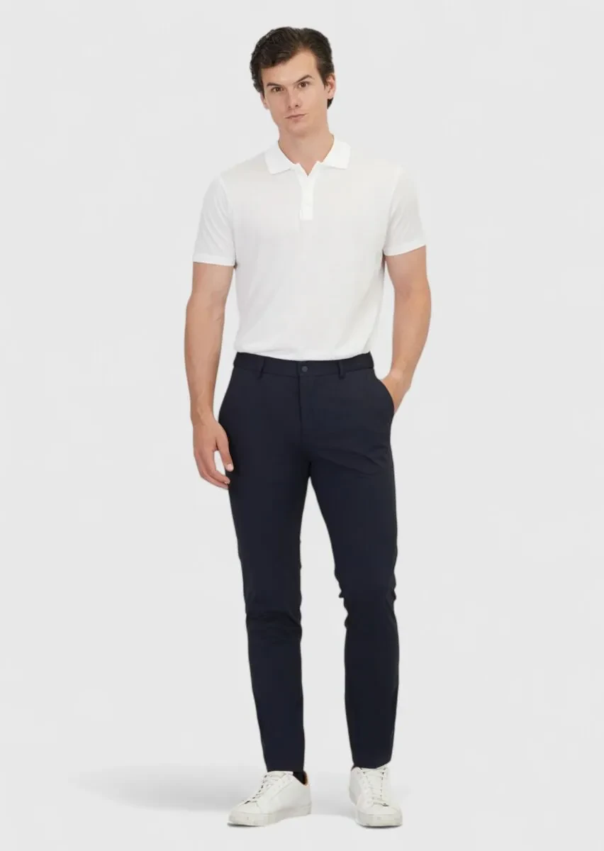 Navy Blue Knitting Jogging Fit Casual Trousers - 1