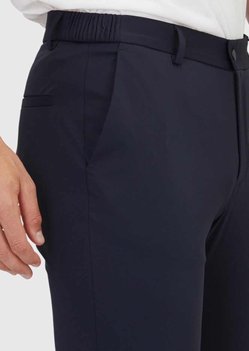 Navy Blue Knitting Jogging Fit Casual Trousers - 3