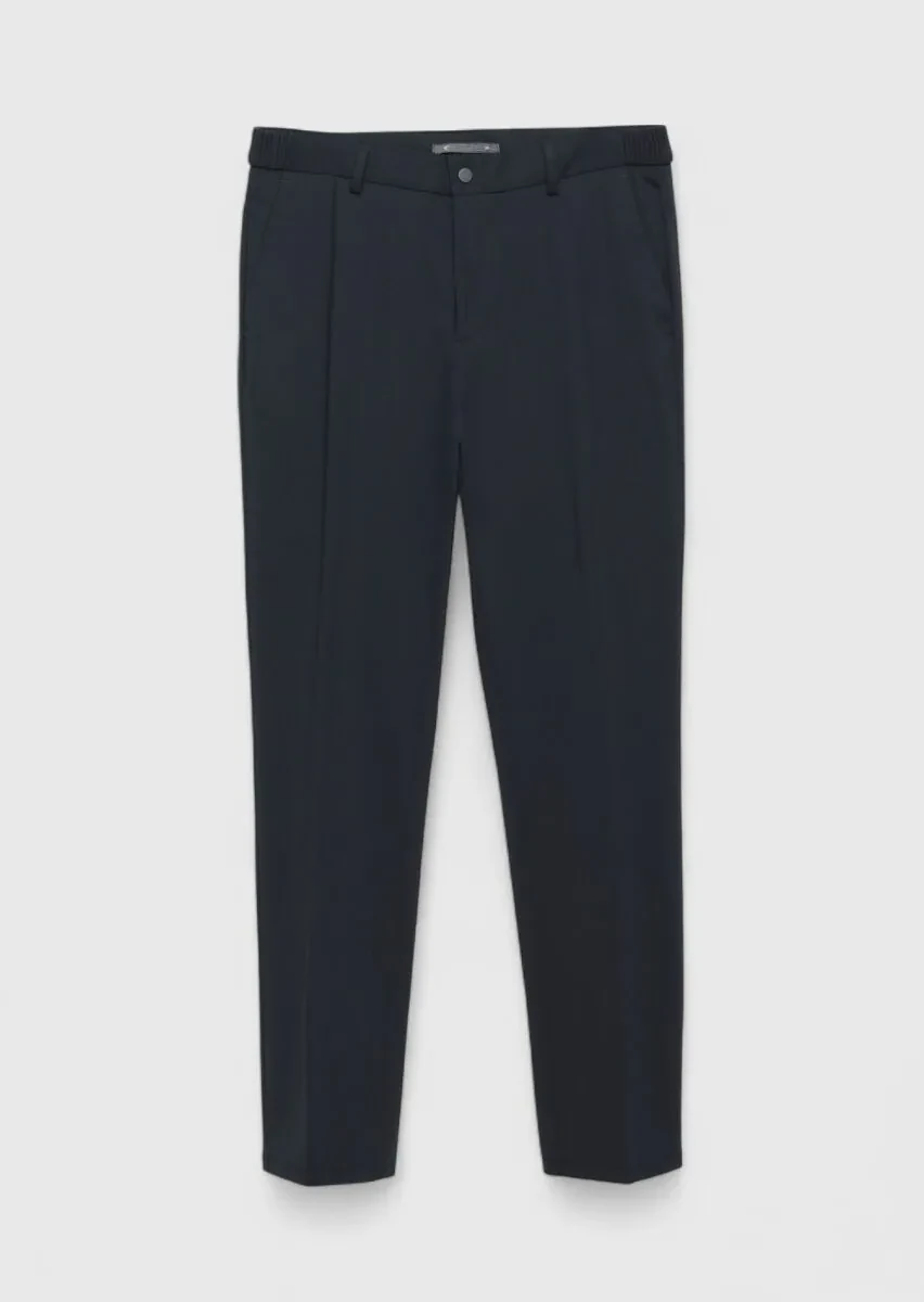 Navy Blue Knitting Jogging Fit Casual Trousers - 1