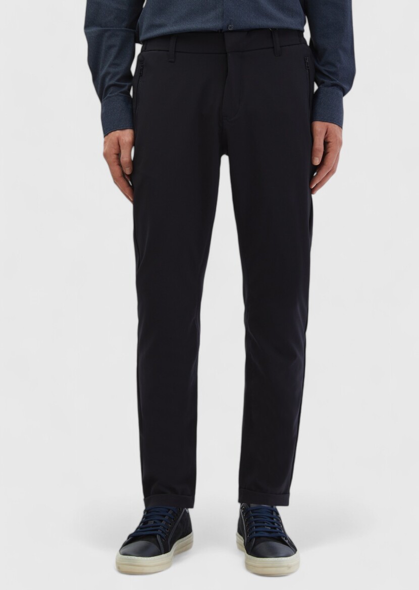 Navy Blue Knitting Jogging Fit Casual Trousers - RAMSEY