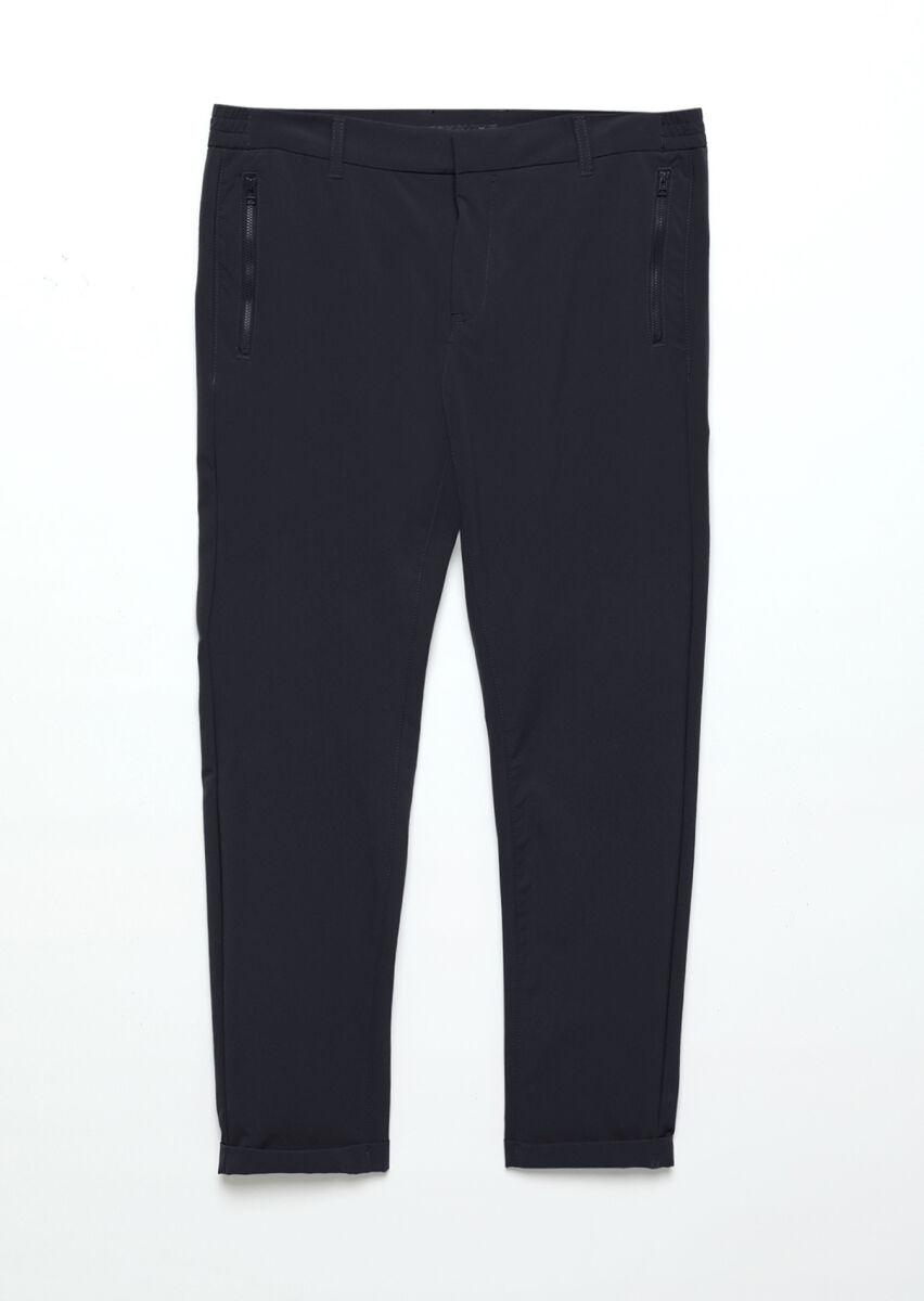 Navy Blue Knitting Jogging Fit Casual Trousers - 7