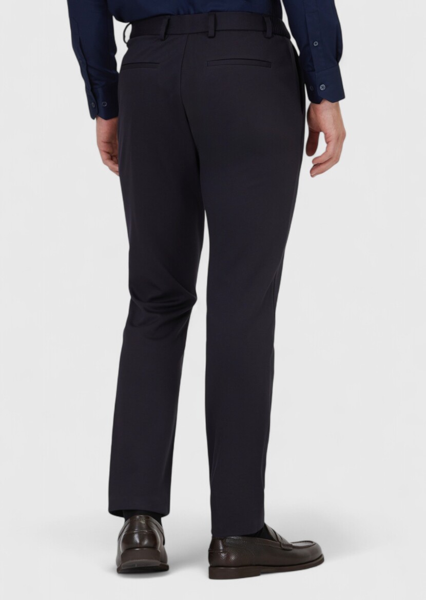 Navy Blue Knitting Jogging Fit Casual Trousers - 4