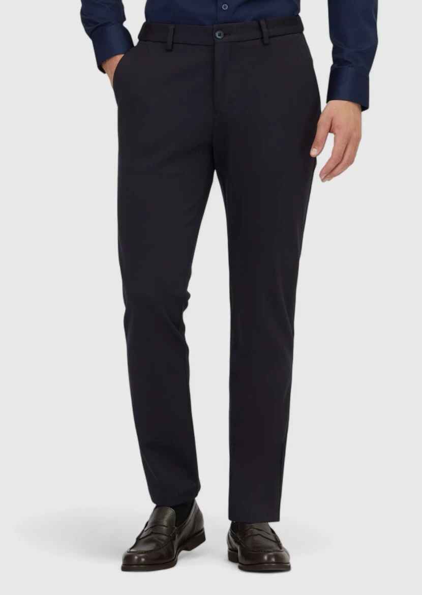 Navy Blue Knitting Jogging Fit Casual Trousers 