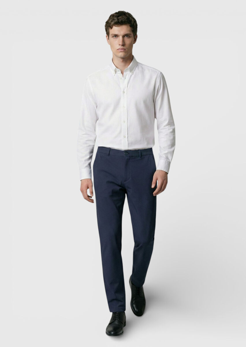 Navy Blue Knitting Jogging Fit Casual Trousers - 3