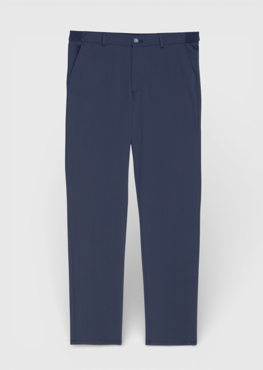 Navy Blue Knitting Jogging Fit Casual Trousers - 5