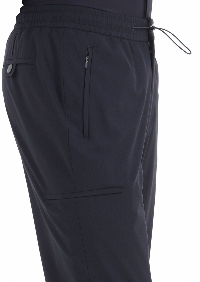 Navy Blue Knitting Jogging Fit Sport Trousers - 3