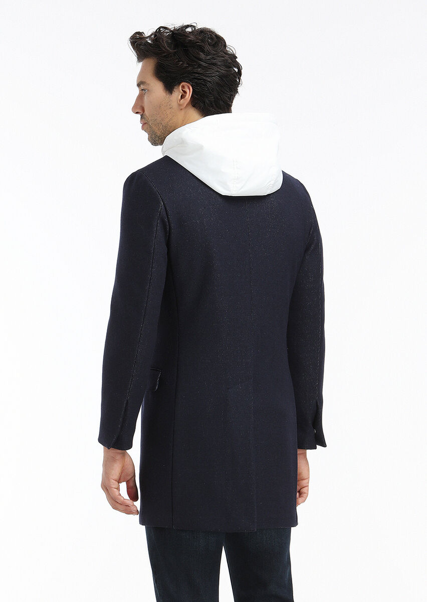 Navy Blue Knitting Overcoat - 7