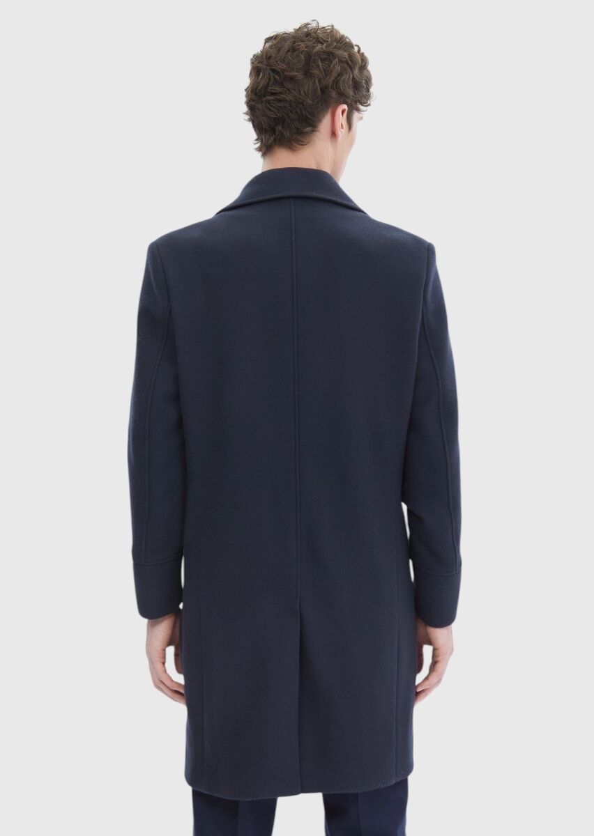 Navy Blue Knitting Overcoat - 8