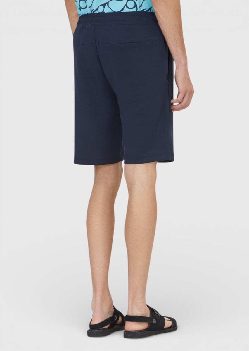 Navy Blue Knitting Regular Fit Casual Bermuda - 6