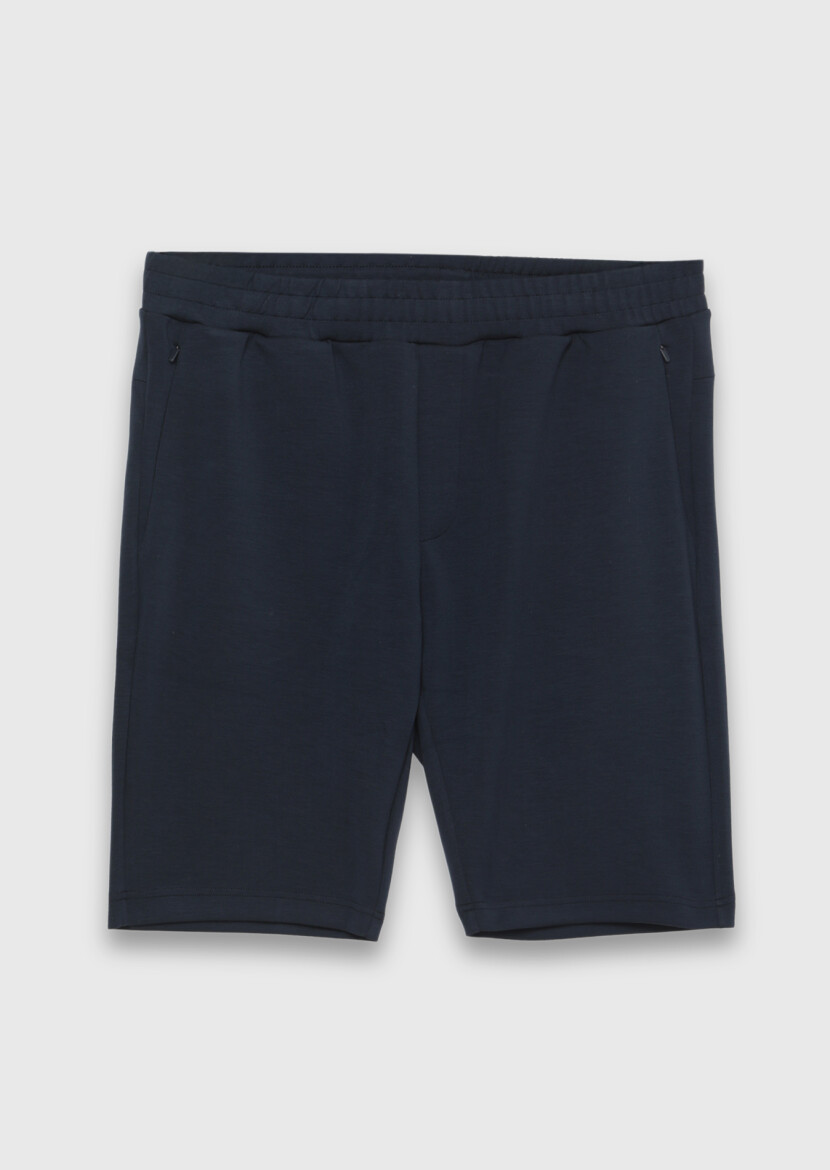 Navy Blue Knitting Regular Fit Casual Bermuda - 7