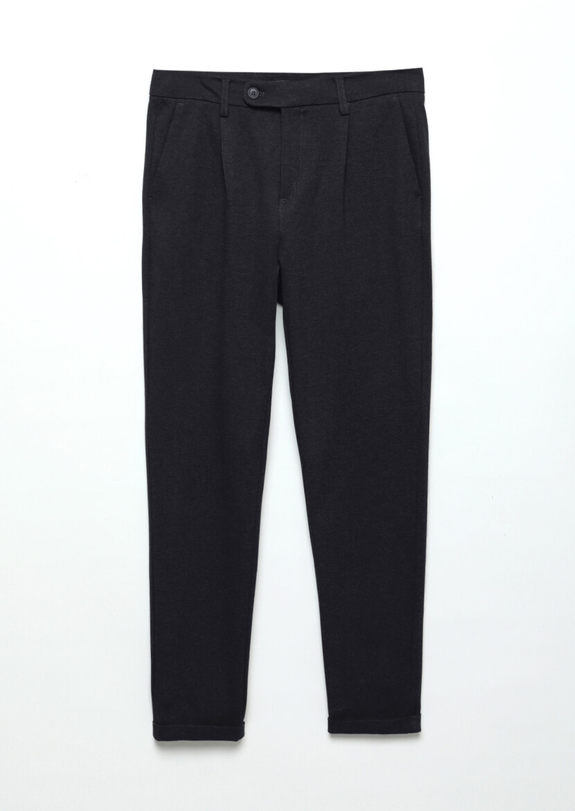 Navy Blue Knitting Regular Fit Casual Trousers - 6