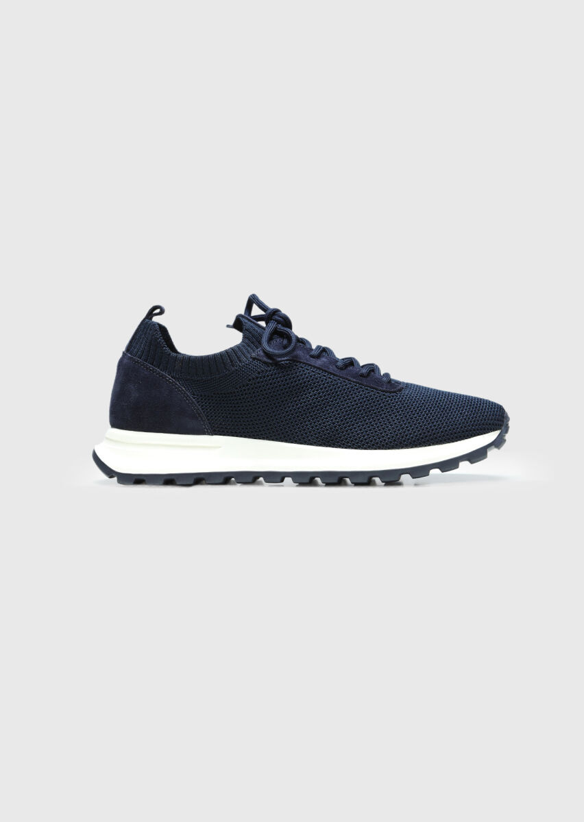 Navy Blue Knitting Sneaker - 1