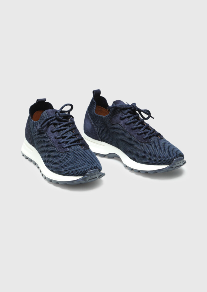 Navy Blue Knitting Sneaker - 3