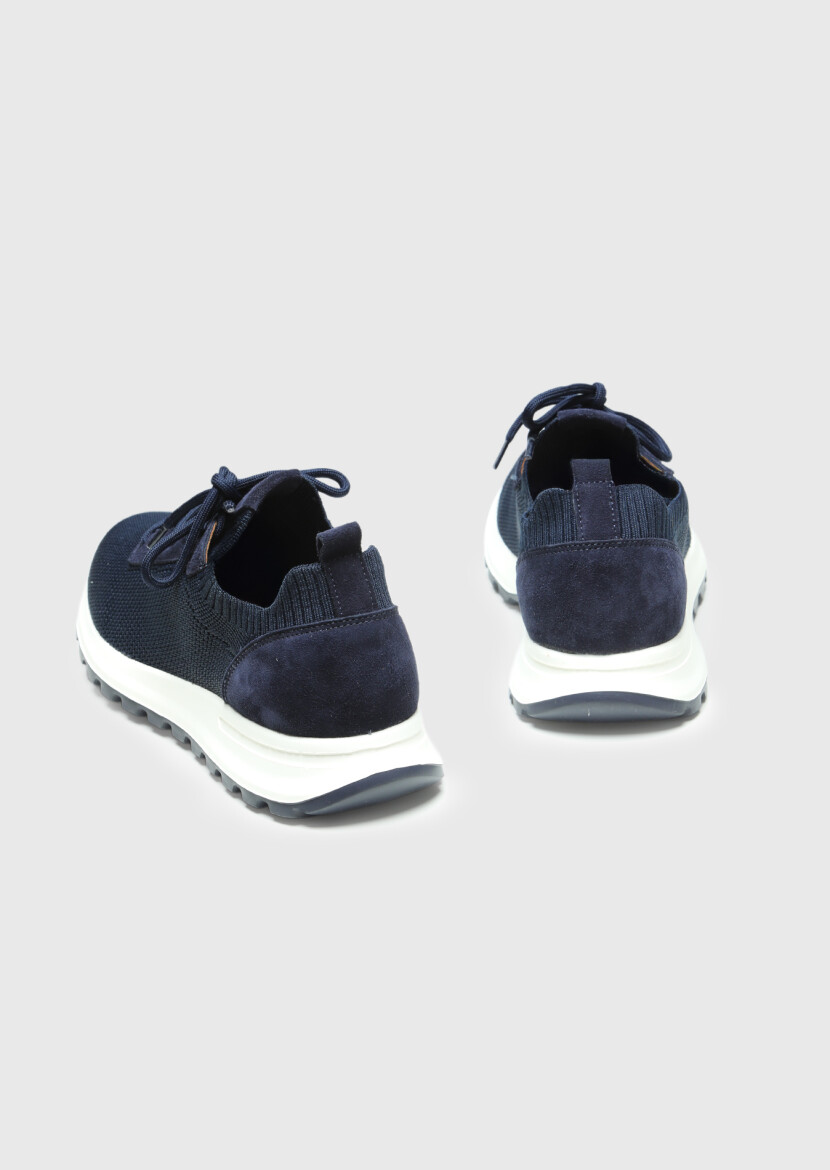 Navy Blue Knitting Sneaker - 5