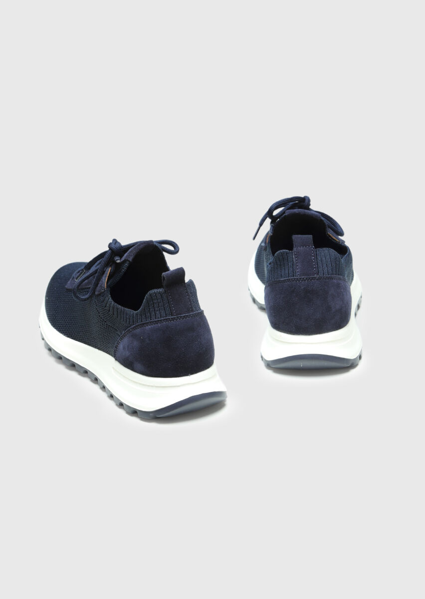 Navy Blue Knitting Sneaker - 5