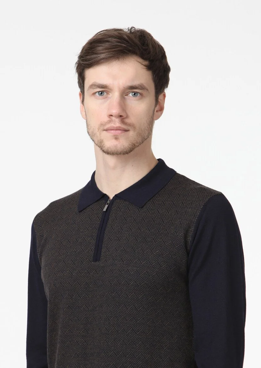 Navy Blue Knitwear Sweatshirt - 3