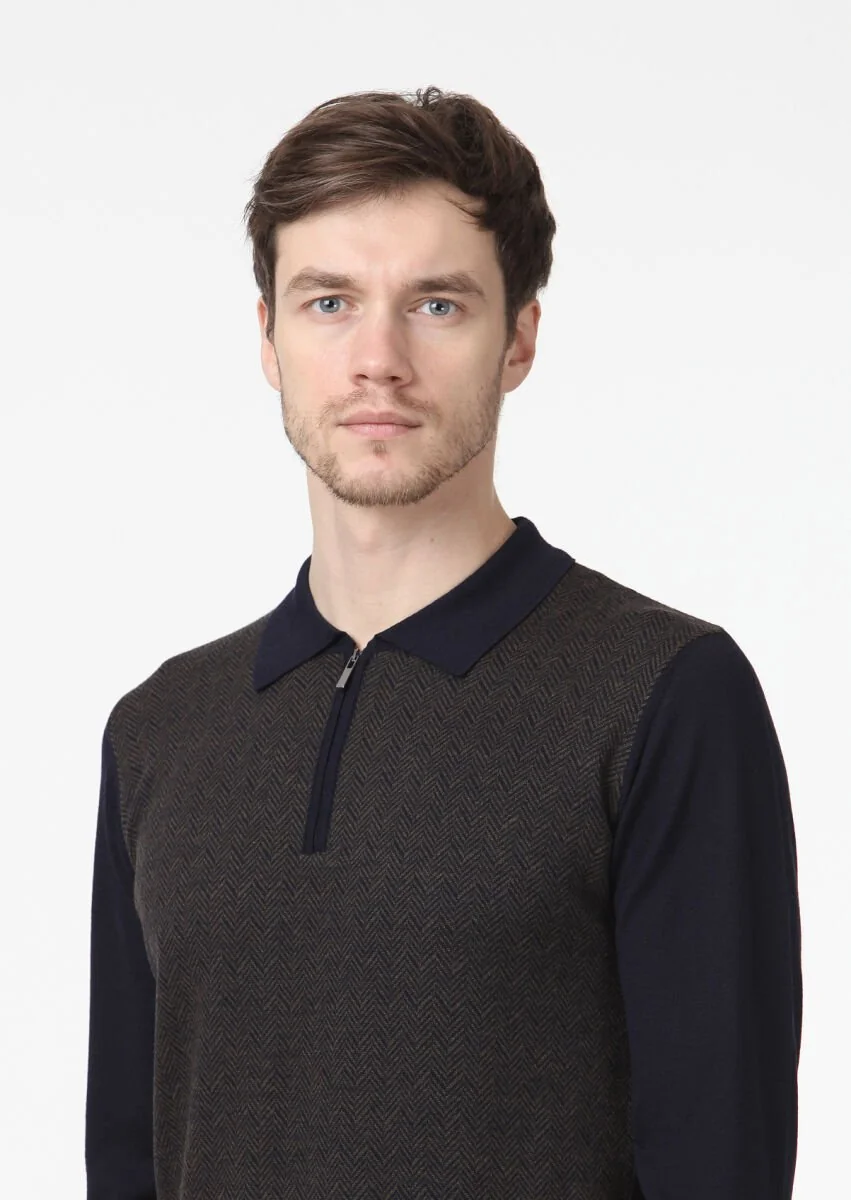 Navy Blue Knitwear Sweatshirt - 3