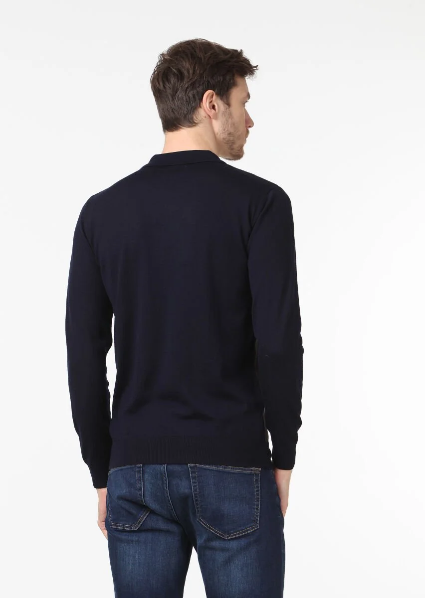 Navy Blue Knitwear Sweatshirt - 4