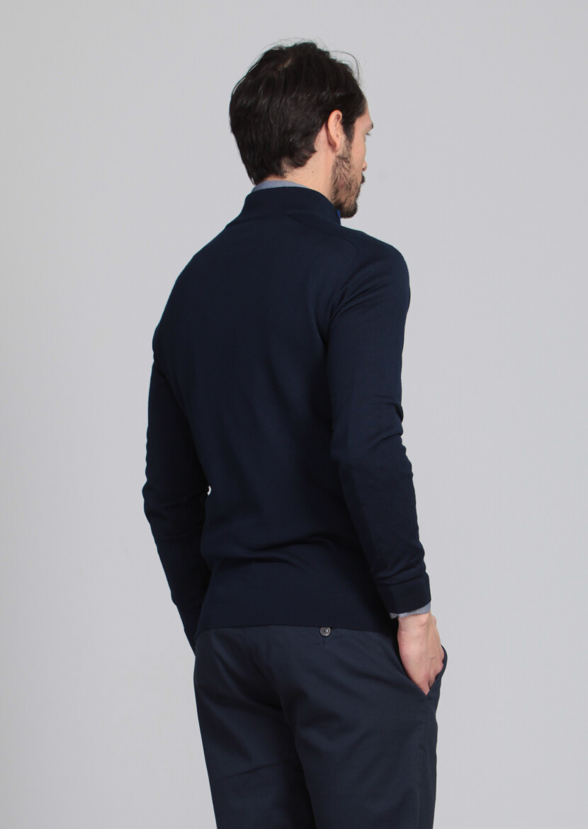 Navy Blue Knitwear Sweatshirt - 5