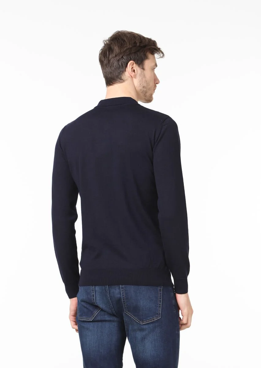 Navy Blue Knitwear Sweatshirt - 4