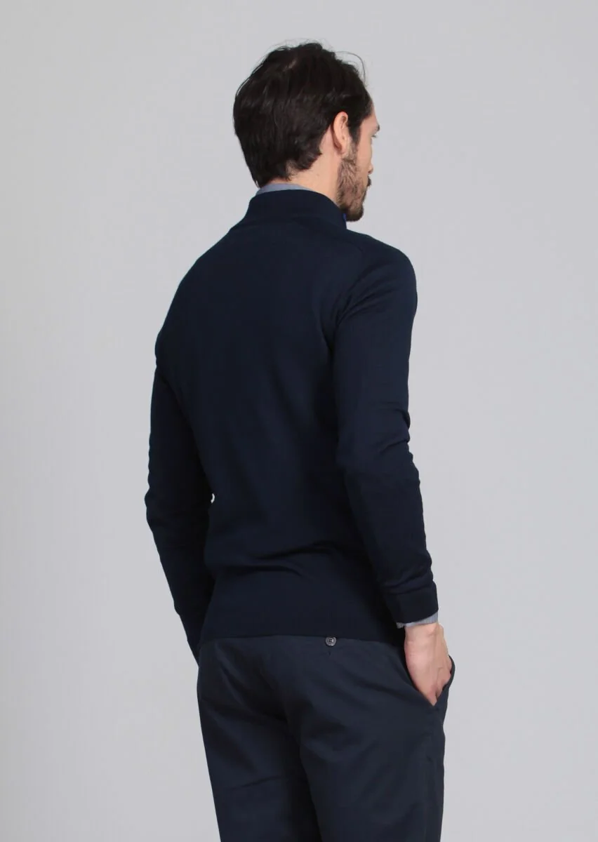 Navy Blue Knitwear Sweatshirt - 5