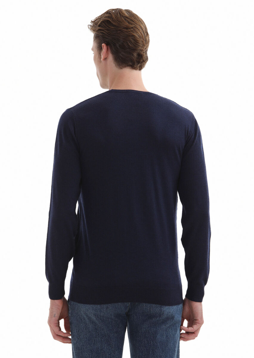 Navy Blue Knitwear Sweatshirt - 4