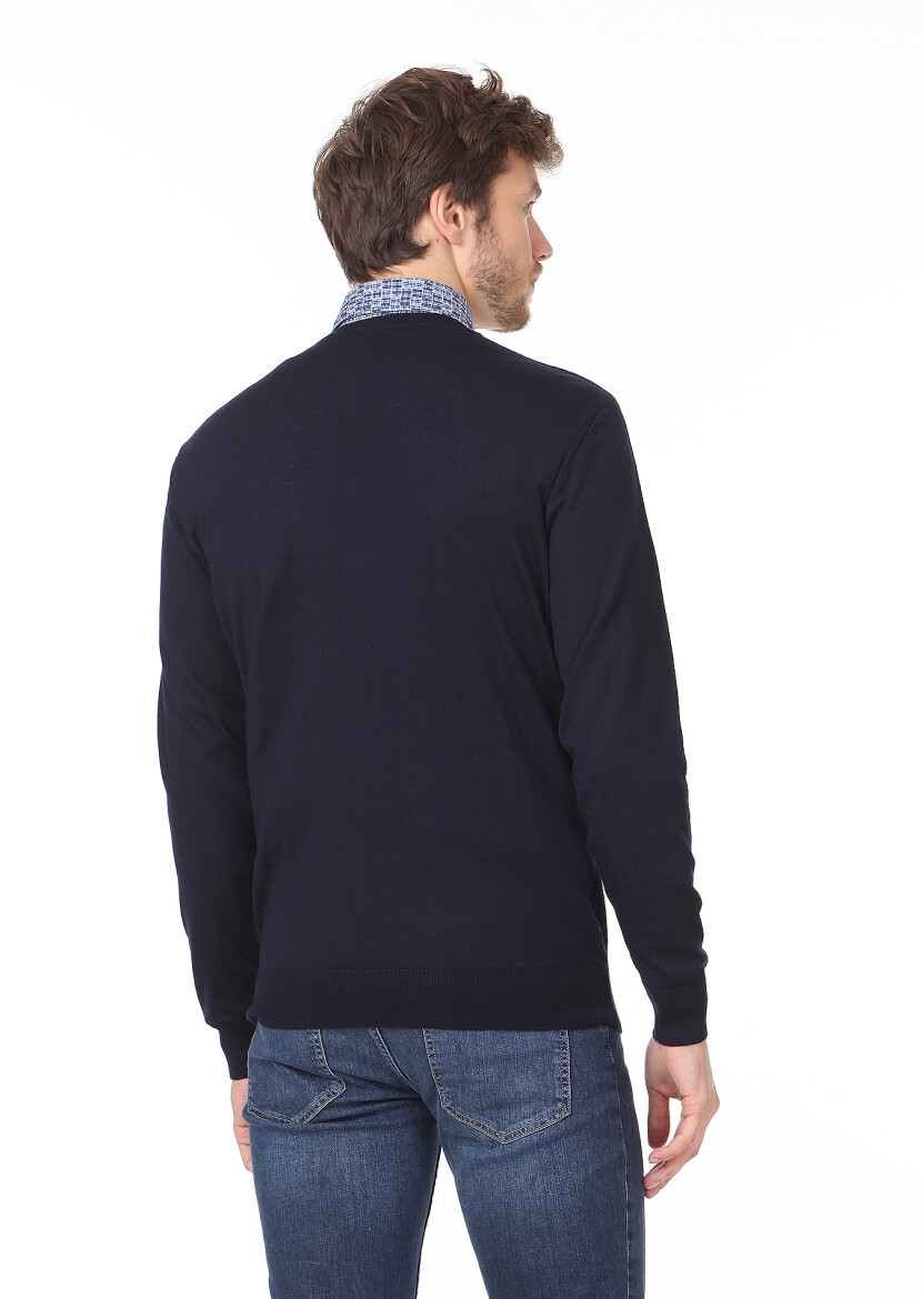 Navy Blue Knitwear Sweatshirt - 4