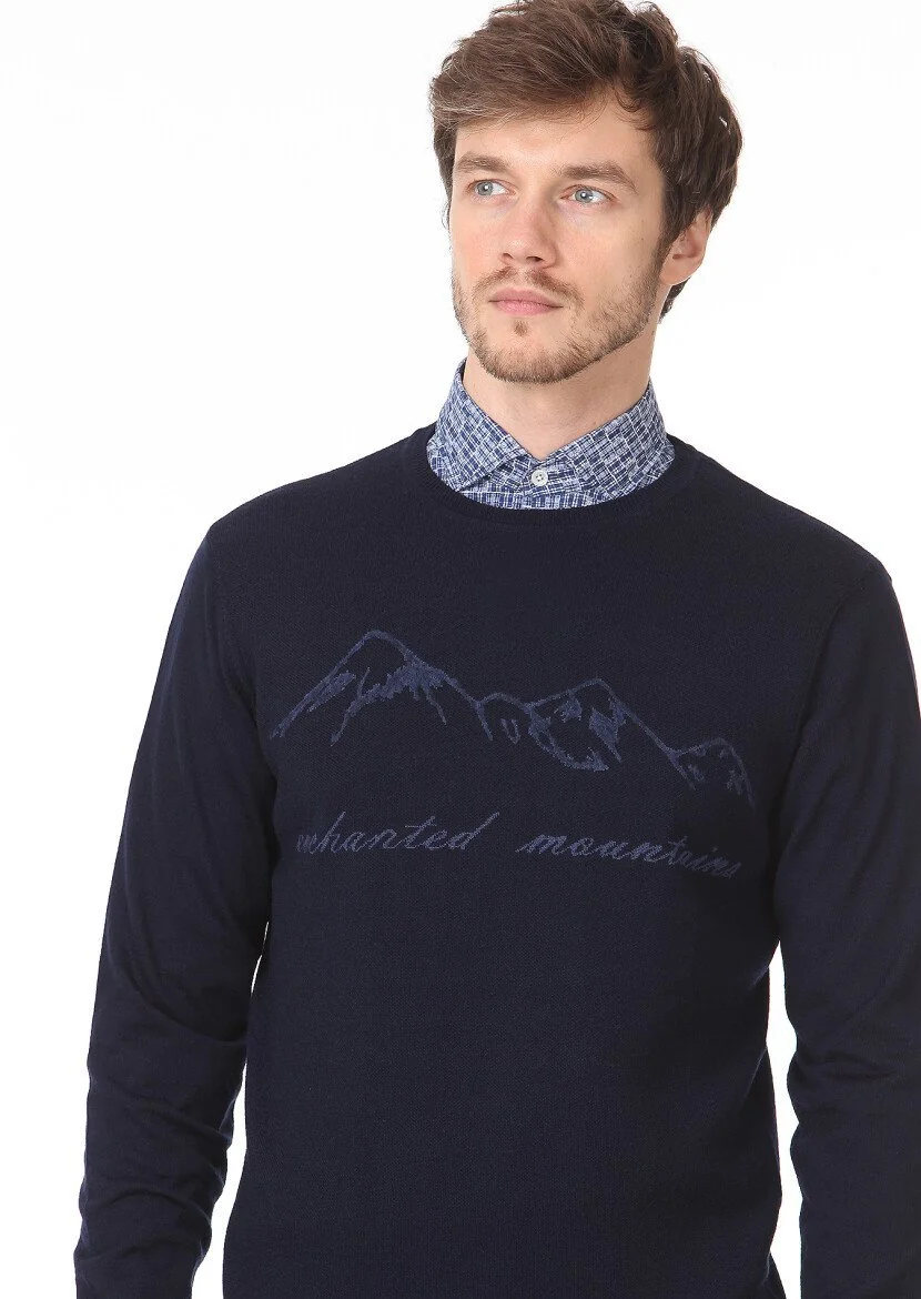 Navy Blue Knitwear Sweatshirt 