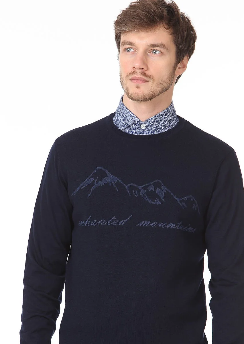 Navy Blue Knitwear Sweatshirt - 2