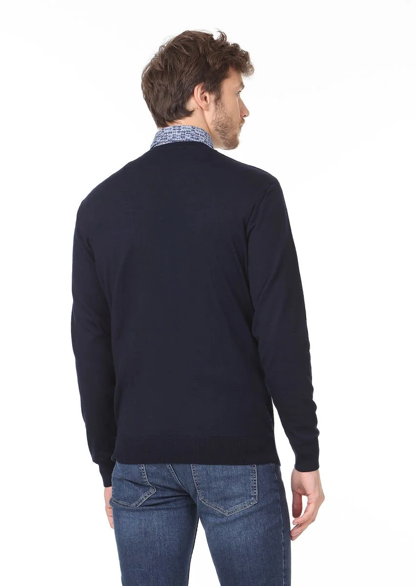 Navy Blue Knitwear Sweatshirt - 4