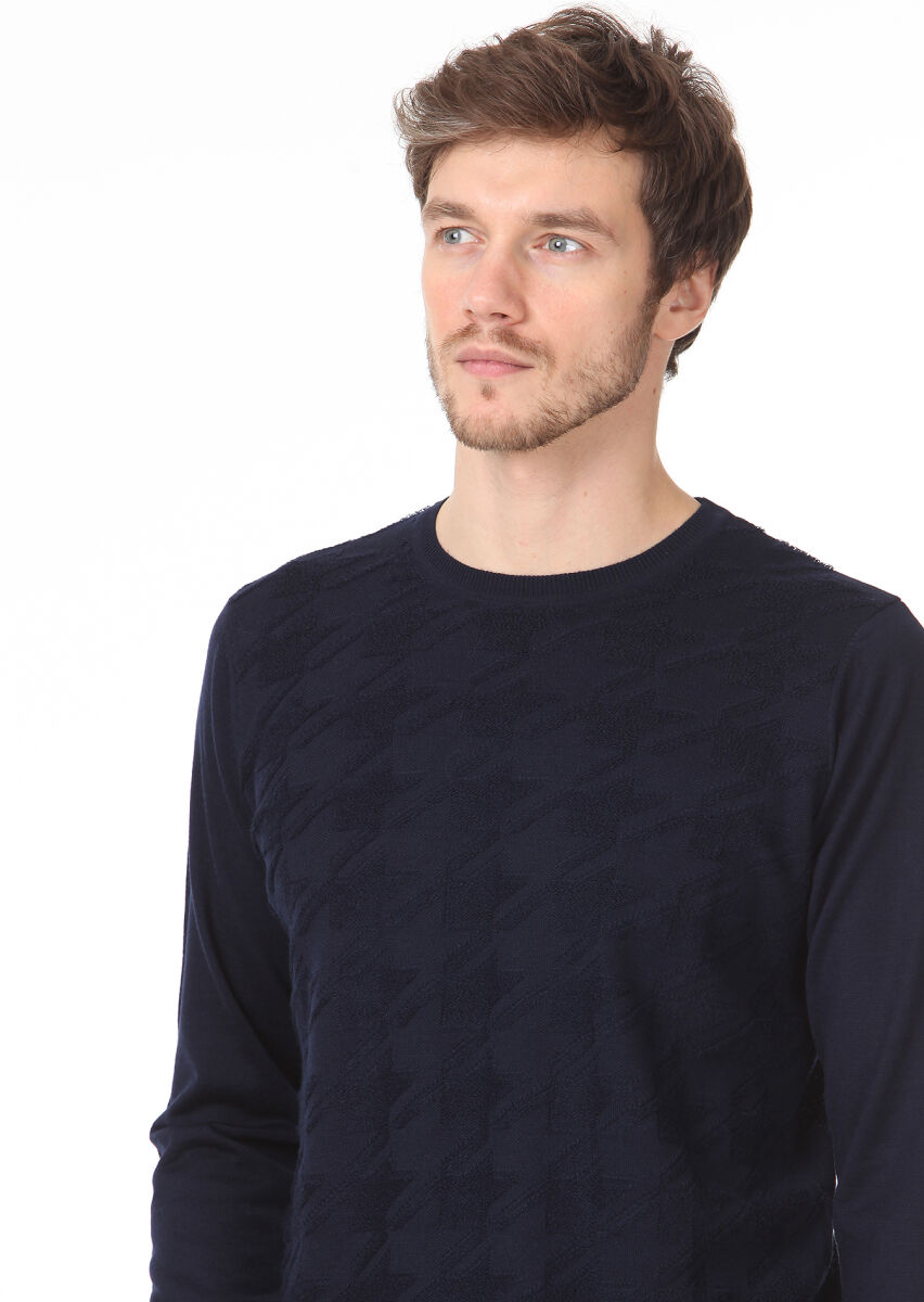 Navy Blue Knitwear Sweatshirt - 2