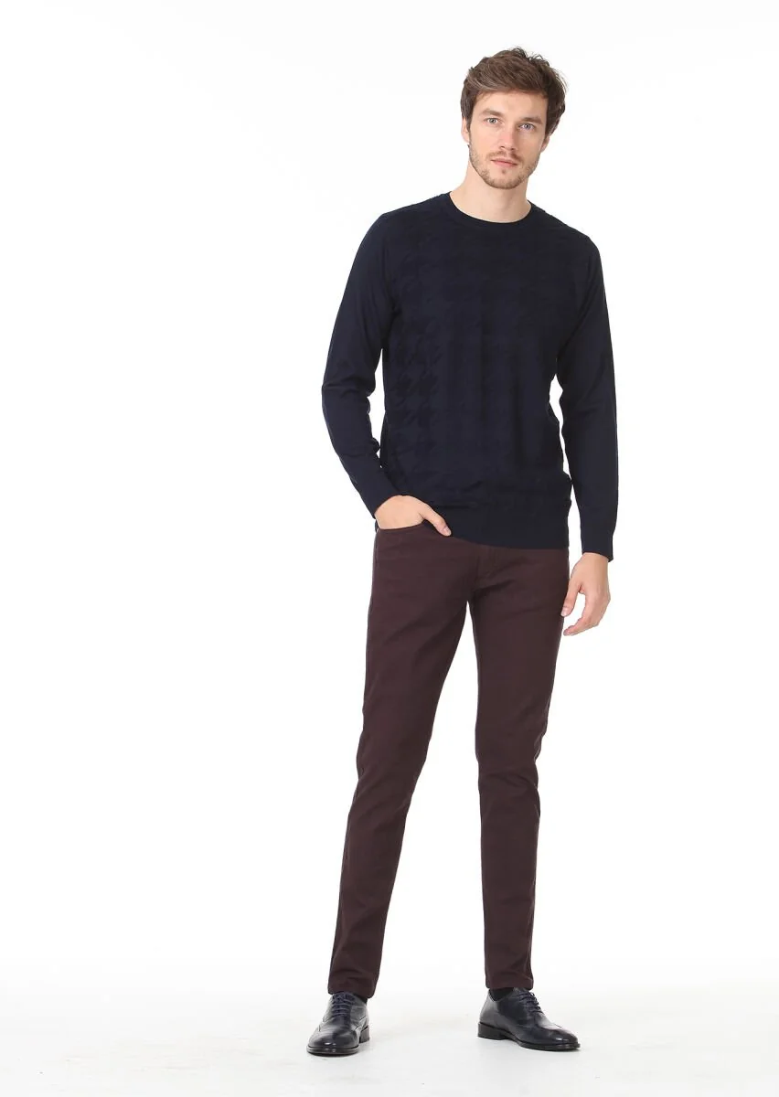 Navy Blue Knitwear Sweatshirt - 3
