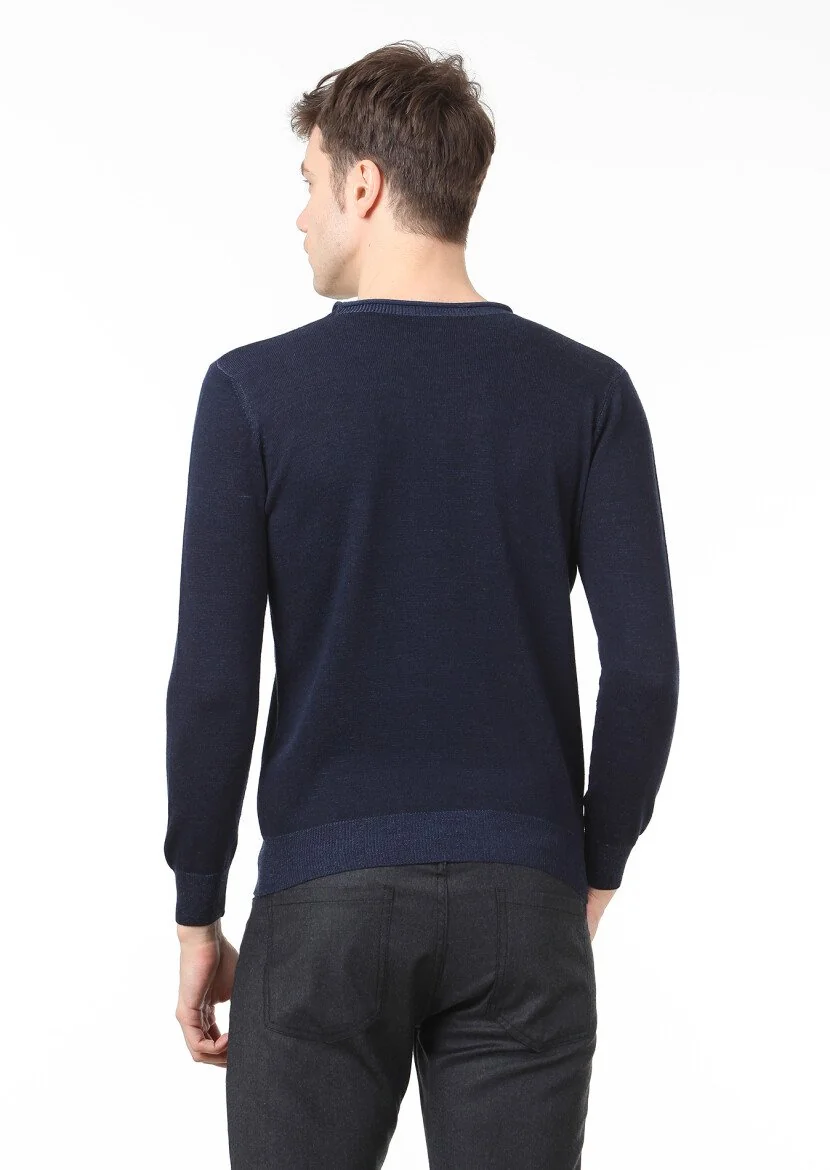 Navy Blue Knitwear Sweatshirt - 4