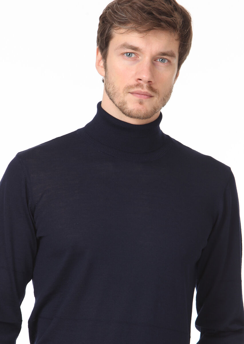 Navy Blue Knitwear Sweatshirt - 2
