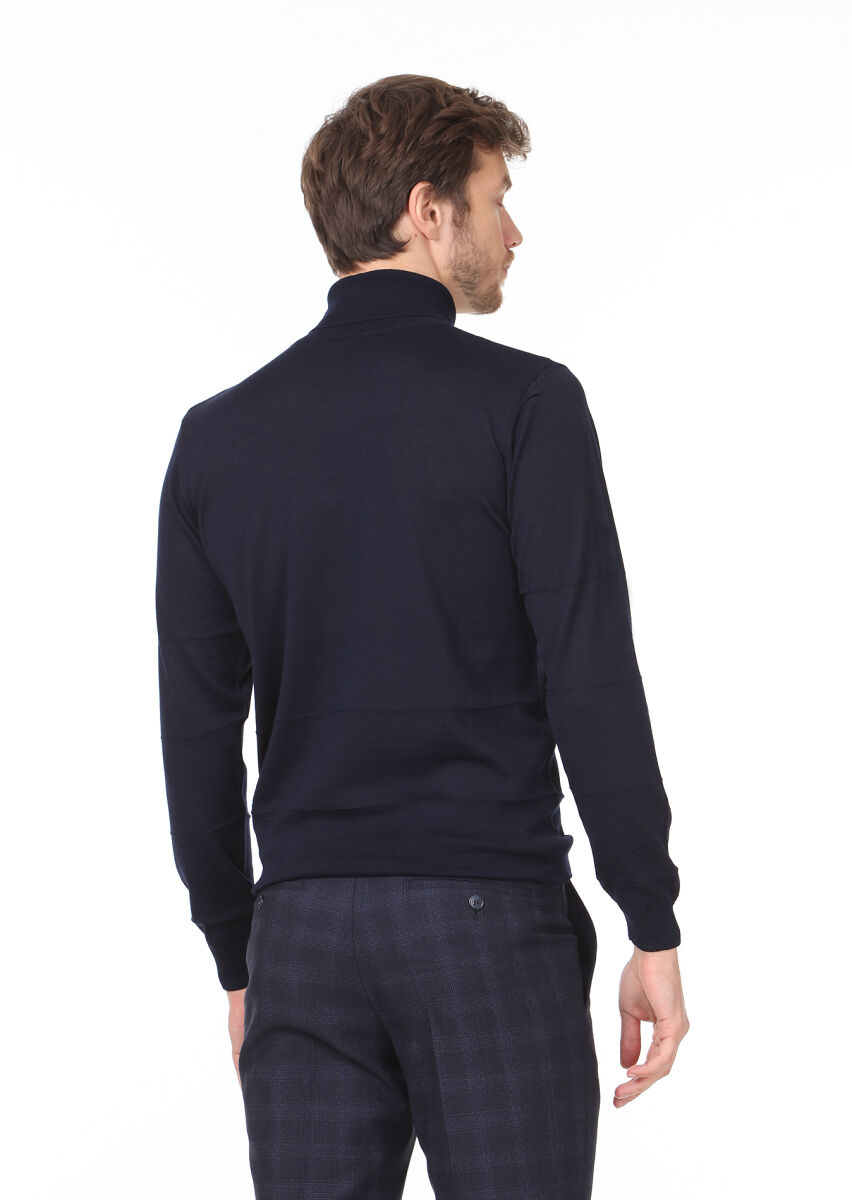Navy Blue Knitwear Sweatshirt - 4