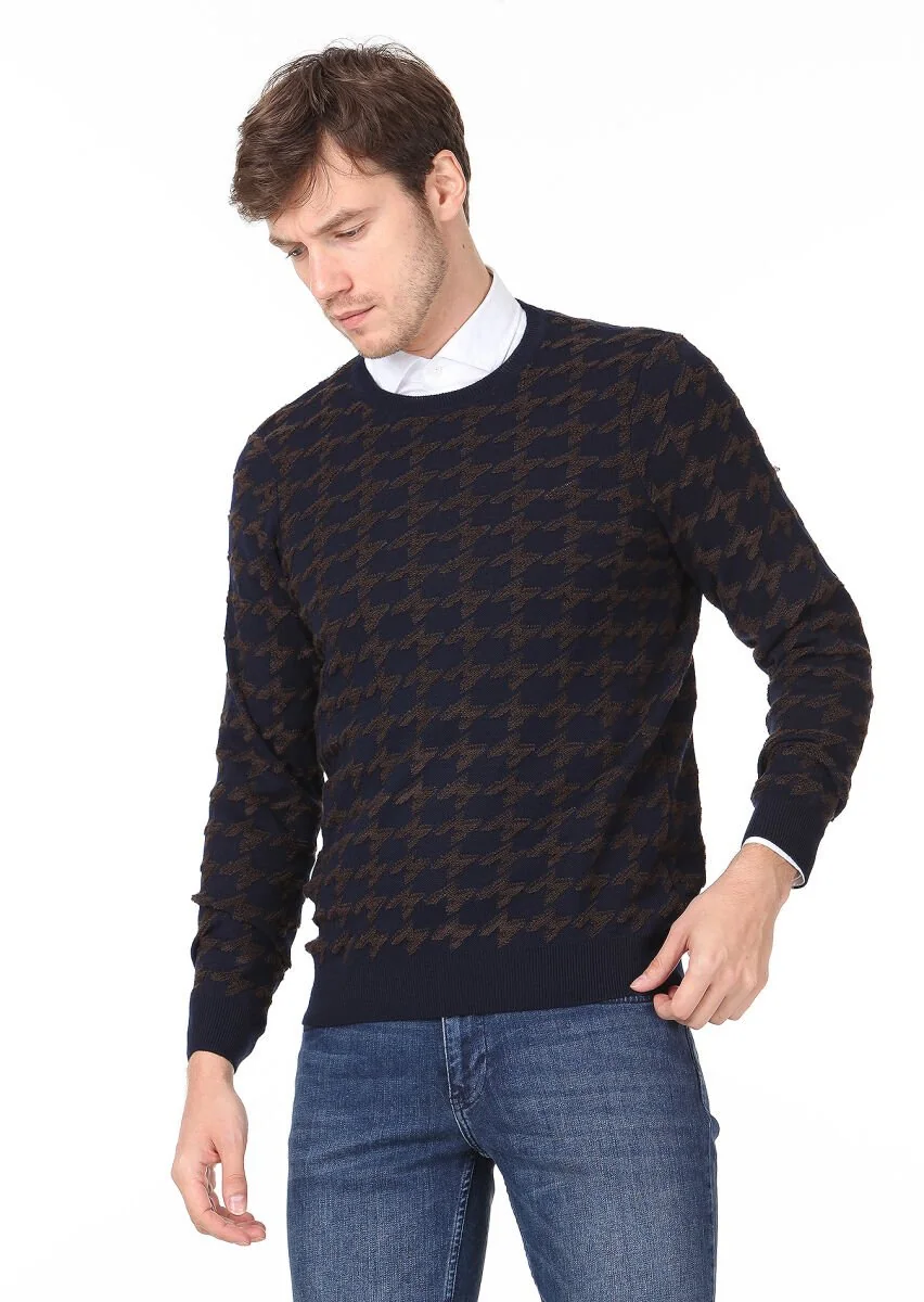 Navy Blue Knitwear Sweatshirt - 1