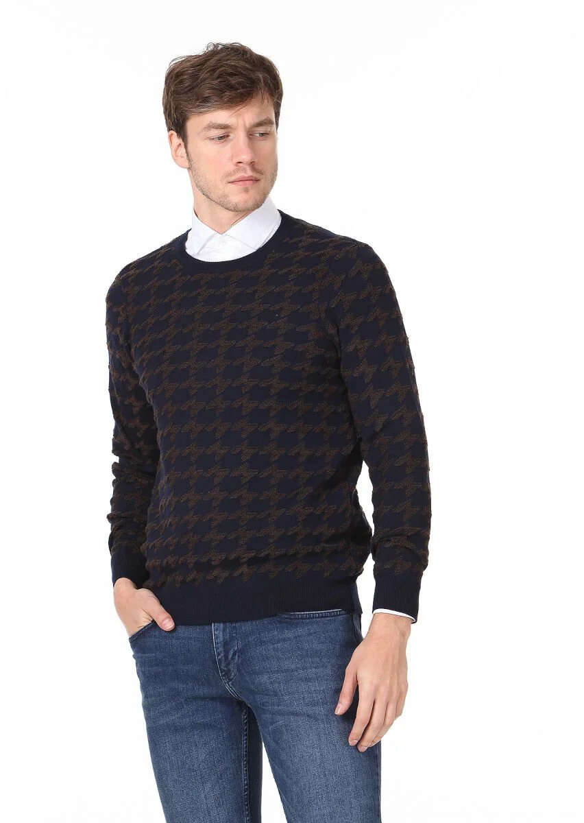 Navy Blue Knitwear Sweatshirt - 2